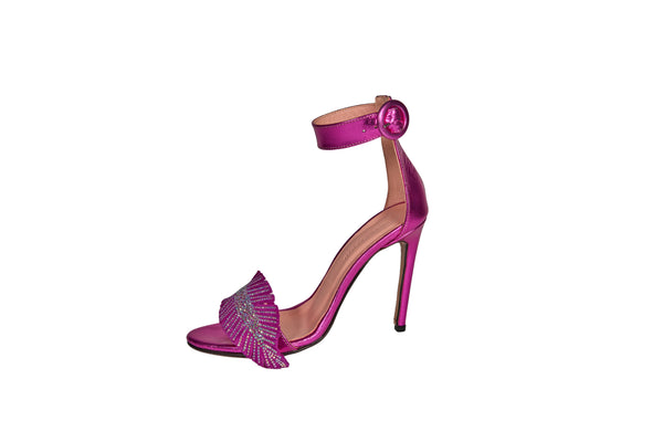 Sandalo in pelle con strass